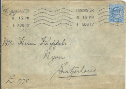 GRANDE BRETAGNE 1912: LSC De Lancaster à Nyon (Suisse) Avec CAD De Nyon Au Dos - Lettres & Documents