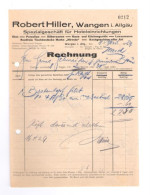 Rechnung 1929 Robert Hiller Wangen Im Allgäu Spezialgeschäft F Hoteleinrichtungen - 1900 – 1949