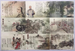 China Silk Postage Postcard - Ancient Poetry，18 Pcs - Cartes Postales