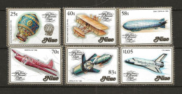 Niue 1983 200 Years Manned Flights, Ballon, Planes, Zeppelin, Aircrafts  511-516  MNH(**) - Niue