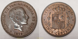 377 ESPAÑA 1879 ALFONSO XII 10 CENTIMOS BARCELONA OM 1879 - Sammlungen