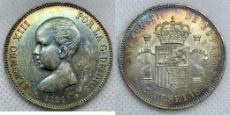 2505 ESPAÑA 1891 ALFONSO XIII 5 PESETAS 1891 PG M - Sammlungen