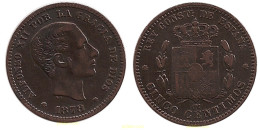 757 ESPAÑA 1878 5 Centimos Alfonso XII 1878 Barcelona OM - Sammlungen