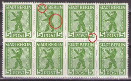 SBZ Berlin & Brandenburg 1945 Mi 1B -GLATTES PAPIER - 5pf - Plattenfehler - BEAR - MNH** VF - Berlín & Brandenburgo