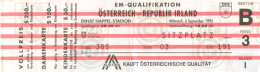 Fußball Eintrittskarte Ticket Österreich Vs Irland 6. 9. 1995 ÖFB FAI Ireland Eire Irlanda Wien Vienna Austria Football - Biglietti D'ingresso