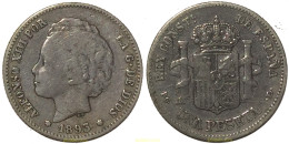 938 ESPAÑA 1893 1 Peseta Alfonso XIII 1893 18-93 PG L - Collezioni