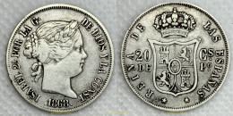 991 ESPAÑA 1868 20 CENTAVOS DE PESO DE MANILA ISABEL II 1868 - Colecciones