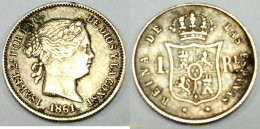 1190 ESPAÑA 1861 ISABEL II 1861 BARCELONA 1 REAL - Colecciones