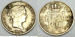 1190 ESPAÑA 1861 ISABEL II 1861 BARCELONA 1 REAL - Collections