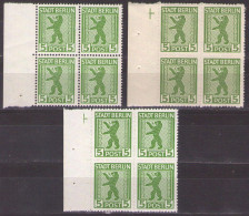 SBZ Berlin & Brandenburg 1945 Mi 1A,1B -MATTES,GLATTES PAPIER - 5pf  - BEAR - MNH** VF - Berlin & Brandebourg