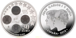 1296 ESPAÑA 2012 30 EUROS 2012, X ANIVERSARIO DEL EURO.PLATA, ESPAÑA - 10 Centesimi