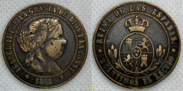 2511 ESPAÑA 1868 ISABEL II 5 CENTIMOS DE ESCUDO 1868 BARCELONA - Collezioni
