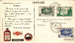 N°41565 Z -timbres Saint Pierre Et Miquelon Sur Carte Imprimé- Publicité Plasmarine- 1951- - Briefe U. Dokumente