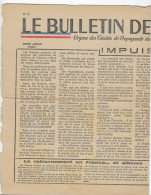 Ww2 - Propagande -bulletin De France 1942-N° 73 -vichy-Impuisance - Danger Communiste -politique De L'anglais - Documenti