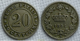 2293 ITALIA 1894 REGNO D'ITALIA 20 CENTESIMI 1894 R - Da Identificare