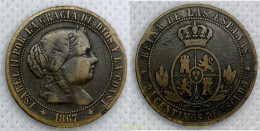 2480 ESPAÑA 1867 ISABEL II - 2 1/2 CENT.ESCUDO 1867 JUBIA - Verzamelingen