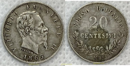 2574 ITALIA 1863 VITTORIO EMANUELE II 20 CENTESIMI 1863 - Zu Identifizieren