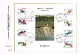 AUTRICHE Feuillet Souvenir CEF Jeux Olympiques D'INNSBRUCK 1976 Avec Obl. Inaugurale Et De Fin Des Jeux - Lettres & Documents