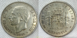 2835 ESPAÑA 1883 ALFONSO XII 5 PESETAS SPAIN 1883 18-83 - Sammlungen