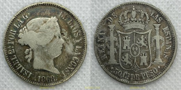 3136 ESPAÑA 1868 ISABEL II 1868 50 CENTIMOS DE PESO MANILA - Colecciones