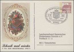 PP 106/90 Blumengrüße / LV Bayern T.d.B 1982, SSt Kempten Briefkasten 24.10.82 - Privatumschläge - Ungebraucht