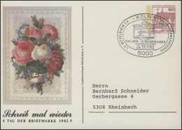 PP 106/94 Blumengrüße / LV Mittelrhein T.d.B 1982, SSt Köln Briefkasten 24.10.82 - Privatumschläge - Ungebraucht