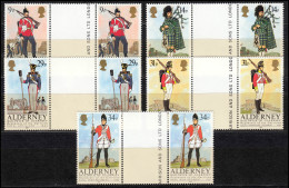 23-27 Guernsey-Alderney Jahrgang 1985 - Zwischenstegpaare, ** / MNH - Alderney