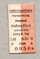 26] BRD (DR Der DDR)  -  Pappfahrkarte  - Alexisbad - Straßberg - Harzquerbahn - Europe