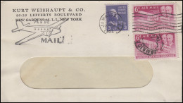 Luftpost-Brief Propellerflugzeug JAMAICA N.Y. 1954 Fensterbriefumschlag Mit MiF - Autres & Non Classés