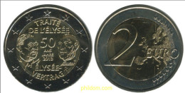 3420 FRANCIA 2013 MONEDA CONMEMORATIVA 2 EUROS FRANCIA 50 ANIVERSARIO TRATADO DEL ELISEO - Otros & Sin Clasificación