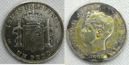 3434 ESPAÑA 1897 ALFONSO XIII UN PESO 1897 FILIPINAS - Collezioni