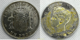 3434 ESPAÑA 1897 ALFONSO XIII UN PESO 1897 FILIPINAS - Sammlungen