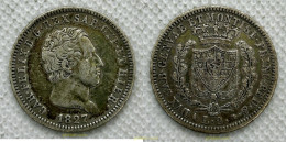 3537 ITALIA 1827 ITALIA 1 LIRA 1827 CARLO FELICE REGNO DI SARDEGNA - Monedas Feudales