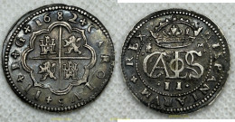 3701 ESPAÑA 1682 CARLOS II 1682 SEGOVIA. M. 2 REALES. - Collections