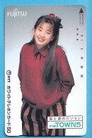 Japan Telefonkarte Japon Télécarte Phonecard -  Girl Frau Women Femme FUJITSU - Werbung