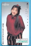 Japan Telefonkarte Japon Télécarte Phonecard -  Girl Frau Women Femme FUJITSU - Publicidad