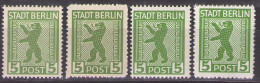 SBZ Berlin & Brandenburg 1945 Mi 1A,1B -MATTES,GLATTES PAPIER - 5pf - BEAR - MNH** VF - Berlín & Brandenburgo