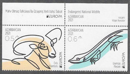 AZERBAIJAN /AZERBAIYÁN /ASERBAIDSCHAN /AZERBAÏDJAN -EUROPA 2021 -"ENDANGERED NATIONAL WILDLIFE"-SET From PANE BOOKLET-CH - 2021