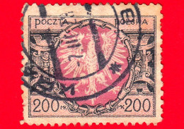 POLONIA - Usato - 1923 - Aquila Su Ampio Scudo Barocco - Stemmi Araldici - 200 - Gebraucht