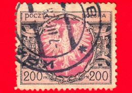 POLONIA - Usato - 1923 - Aquila Su Ampio Scudo Barocco - Stemmi Araldici - 200 - Oblitérés