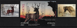 KOSOVO / KOSOVA REPUBLIC  -EUROPA 2021 -ENDANGERED NATIONAL WILDLIFE"-  SET Of 2  + SOUVENIR SHEET - 2021