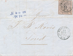 BF0469 / WÜRTTEMBERG  -  ESSLINGEN  -  17 OCT 1854  ,  Brief Mit Inhalt Nach Triest   -  Michel 4a - Covers & Documents