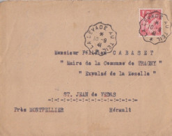 Lettre Avec Courrier Obl. Ambulant La Levage Au Teil Le 10/9/41 Sur 1f Iris N° 433 (tarif Du 1/12/39) Pour St Jean De Ve - 1939-44 Iris