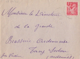 Lettre Obl. Villiers En Plaine Le 28/11/40 Sur 1f Iris N° 433 (tarif Du 1/12/39) Pour Sedan - 1939-44 Iris