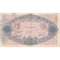 France, 500 Francs, Bleu Et Rose, 1924, L.765, TB, Fayette:30.28, KM:66j - 500 F 1888-1940 ''Bleu Et Rose''