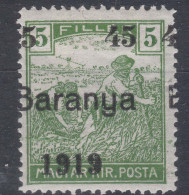 Hungary Baranya 1919 Mi#40 Mint Hinged Moved Overprint - Baranya