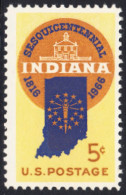 !a! USA Sc# 1308 MNH SINGLE (a2) - Indiana Statehood - Nuovi
