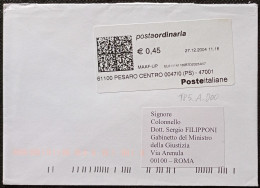 Pesaro 27.12.2004 - TPlabel Postaordinaria € 0,45 (catalogo TP5.A.000) - 2001-10: Storia Postale