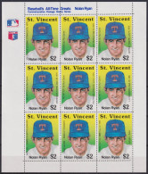 F-EX49023 ST VINCENT MNH 1989 FAMOUS BASEBALL GAMES NOLAN RYAN.  - Béisbol