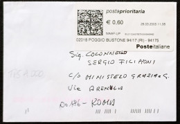 Poggio Bustone 26.3.2005 - TPlabel Postaprioritaria € 0,60 (catalogo TP5.B.000) - 2001-10: Storia Postale